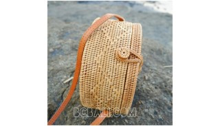 circle around handbags straw rattan hand woven grass handmade motif side